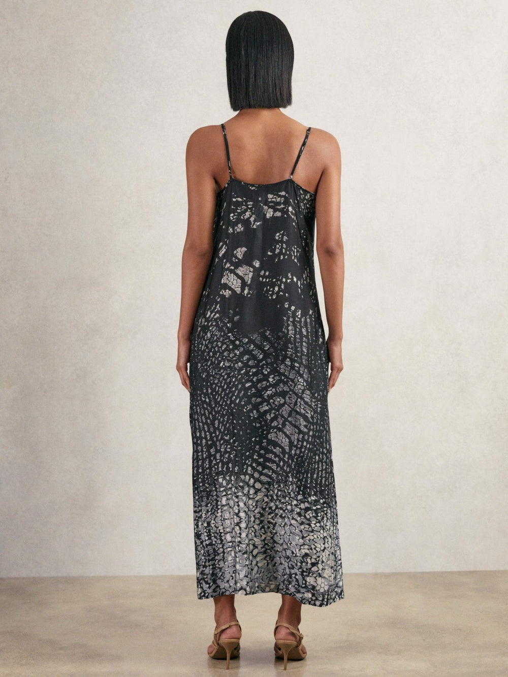 Printed Maxi Slip Dress Navy | Womens
