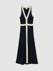 Craft-Stitch Knitted Midi Dress Navy | Womens