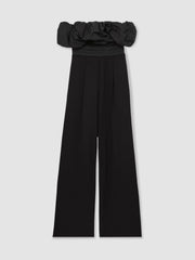 Sculptural Strapless Wide-Leg Jumpsuit Black | Womens
