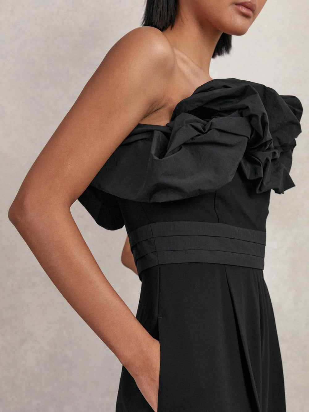 Sculptural Strapless Wide-Leg Jumpsuit Black | Womens