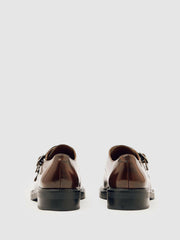 Leather Double-Strap Monk Shoes Tan | Womens