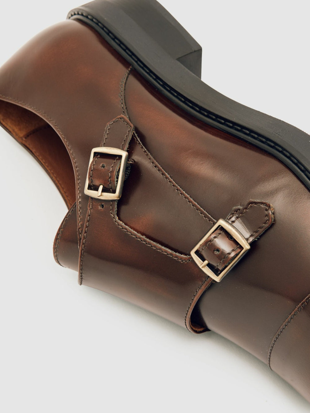 Leather Double-Strap Monk Shoes Tan | Womens
