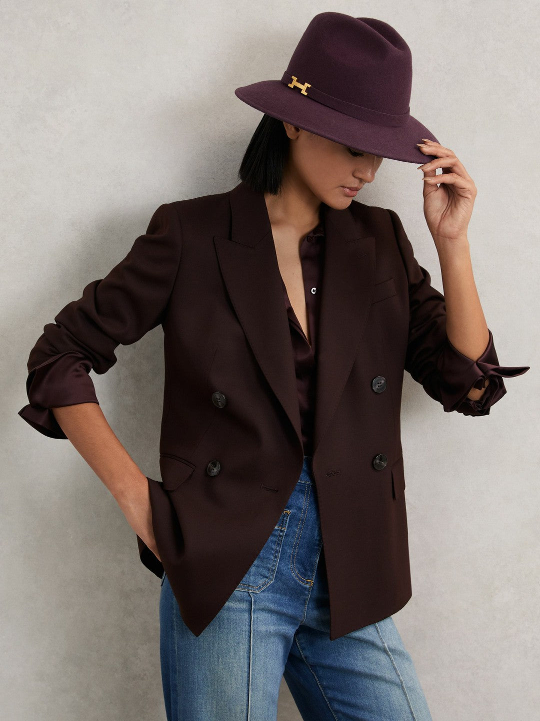 Wool Fedora Hat Burgundy | Womens