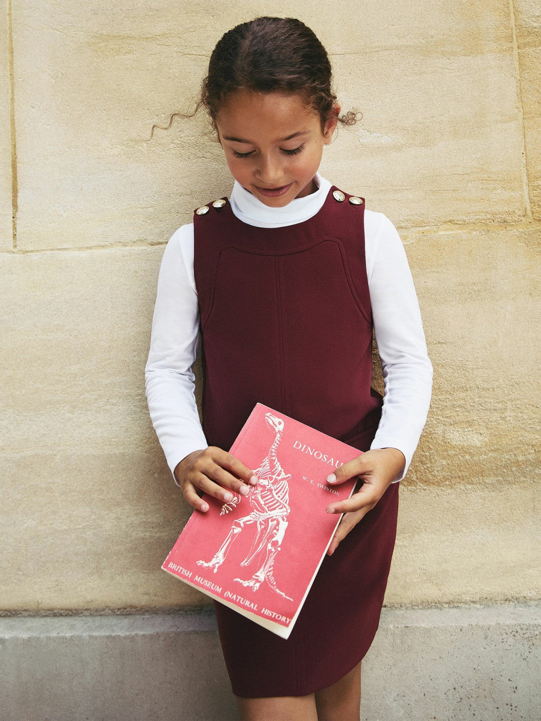 3-9 yrs Button-Detail Sleeveless Shift Dress Berry | Children