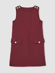 9-13 yrs Button-Detail Sleeveless Shift Dress Berry | Children
