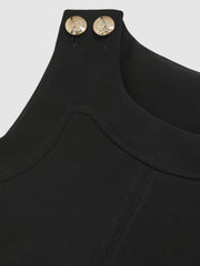 13-14 yrs Button-Detail Sleeveless Shift Dress Black | Children