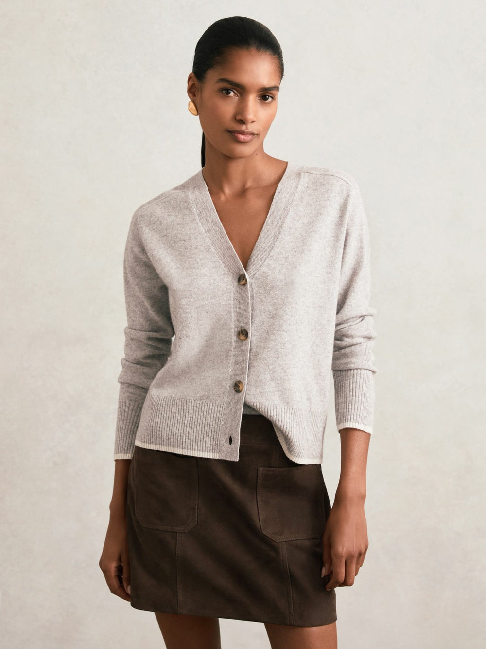 Mini Suede Patch Pocket Skirt Chocolate Brown | Womens