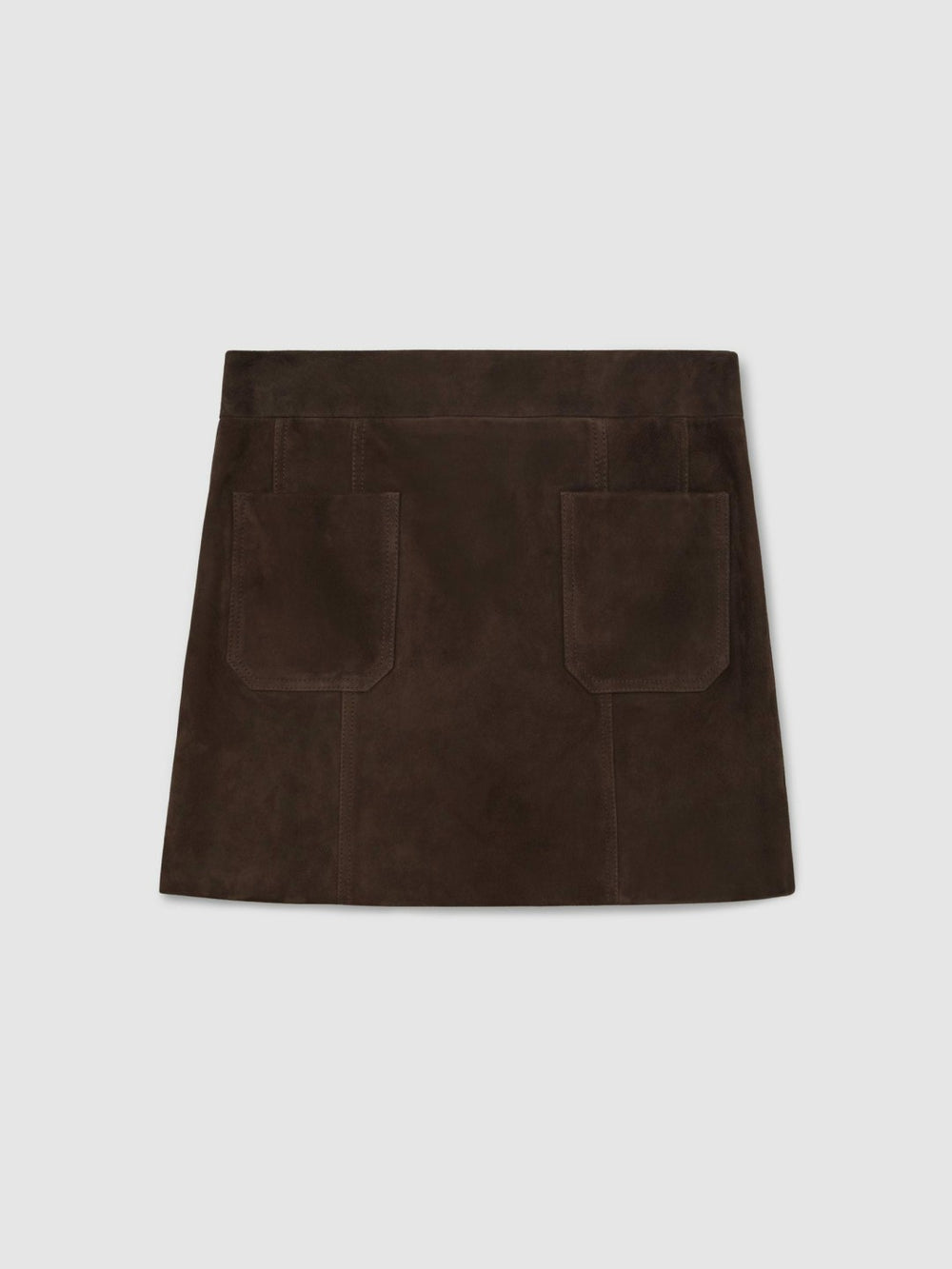 Mini Suede Patch Pocket Skirt Chocolate Brown | Womens