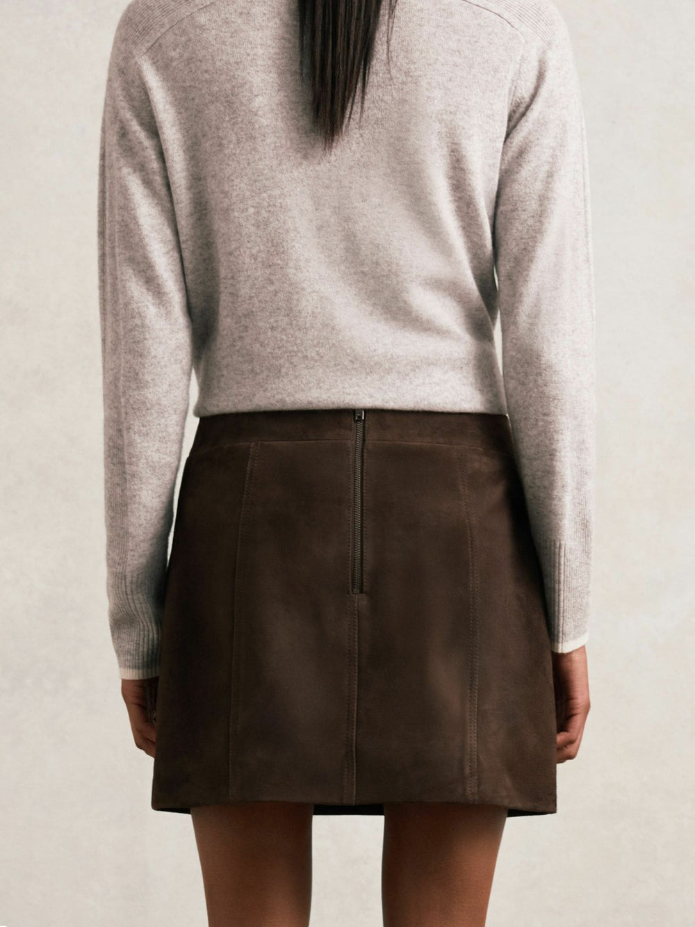 Mini Suede Patch Pocket Skirt Chocolate Brown | Womens