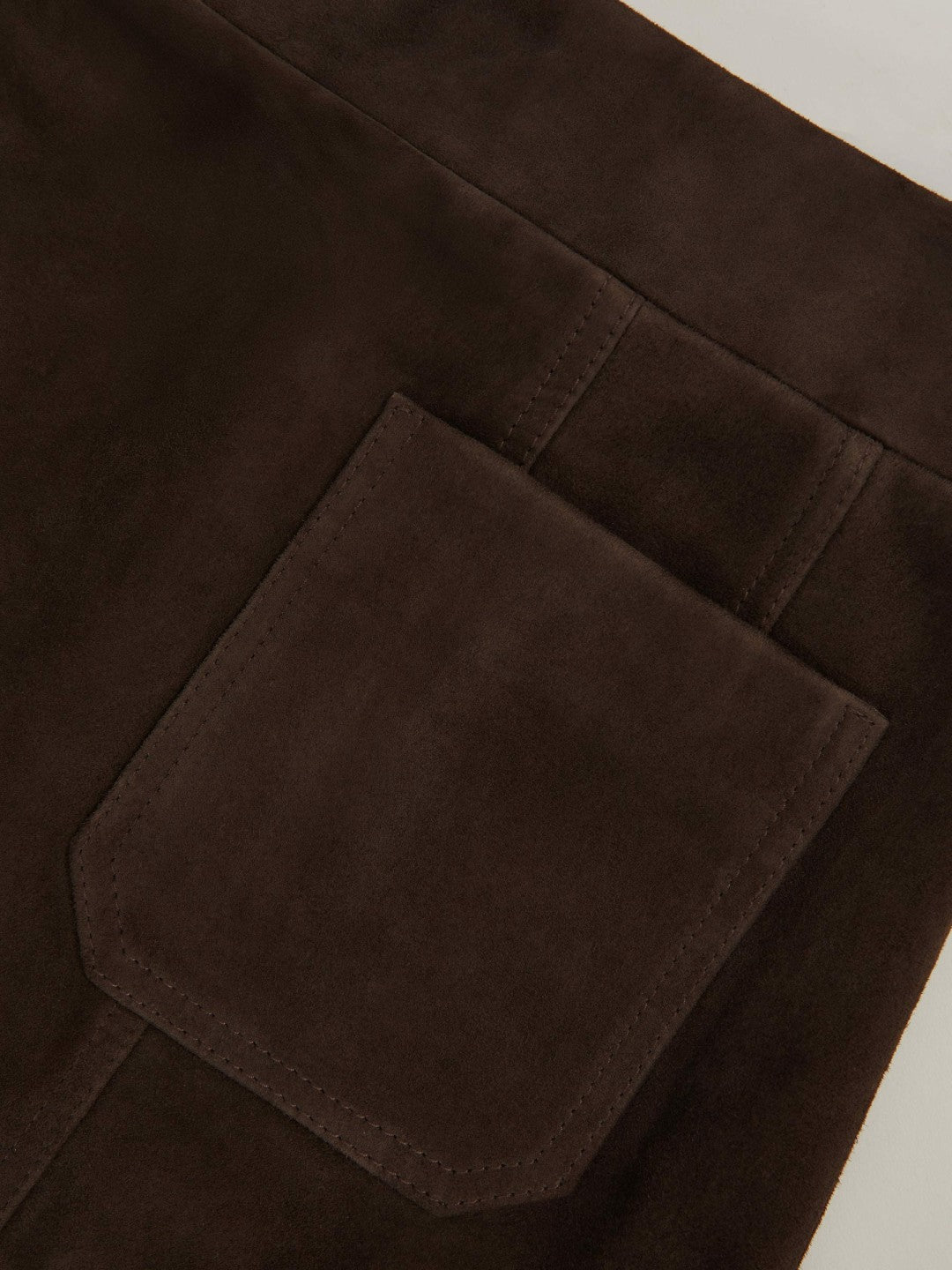 Mini Suede Patch Pocket Skirt Chocolate Brown | Womens