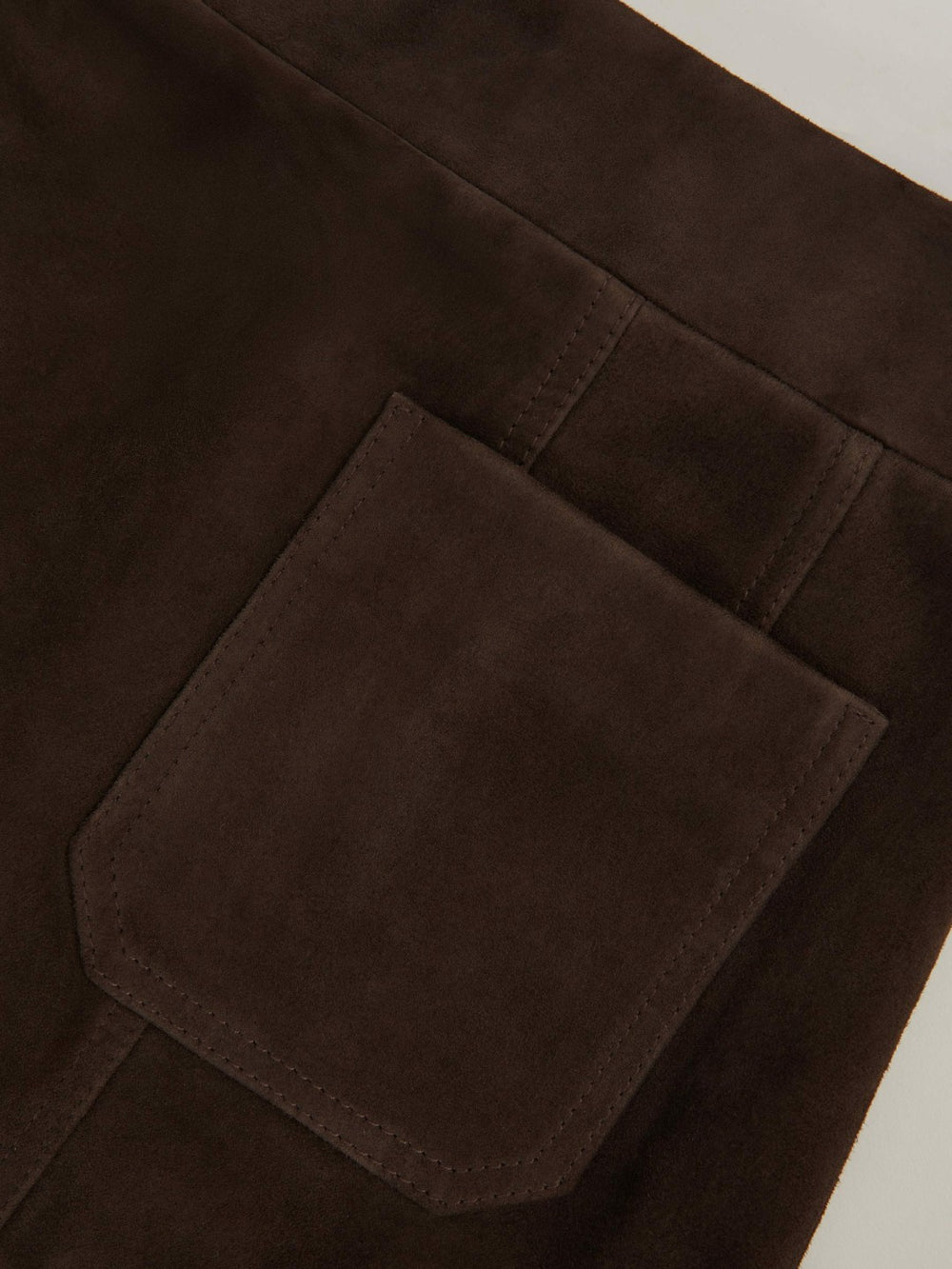 Mini Suede Patch Pocket Skirt Chocolate Brown | Womens