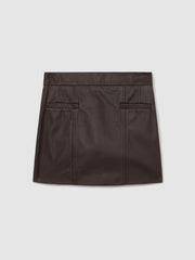 Leather Welt-Pocket Mini Skirt Burgundy | Womens