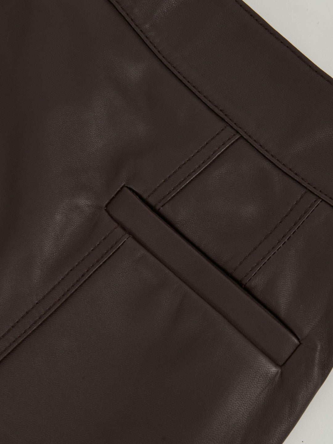 Leather Welt-Pocket Mini Skirt Burgundy | Womens