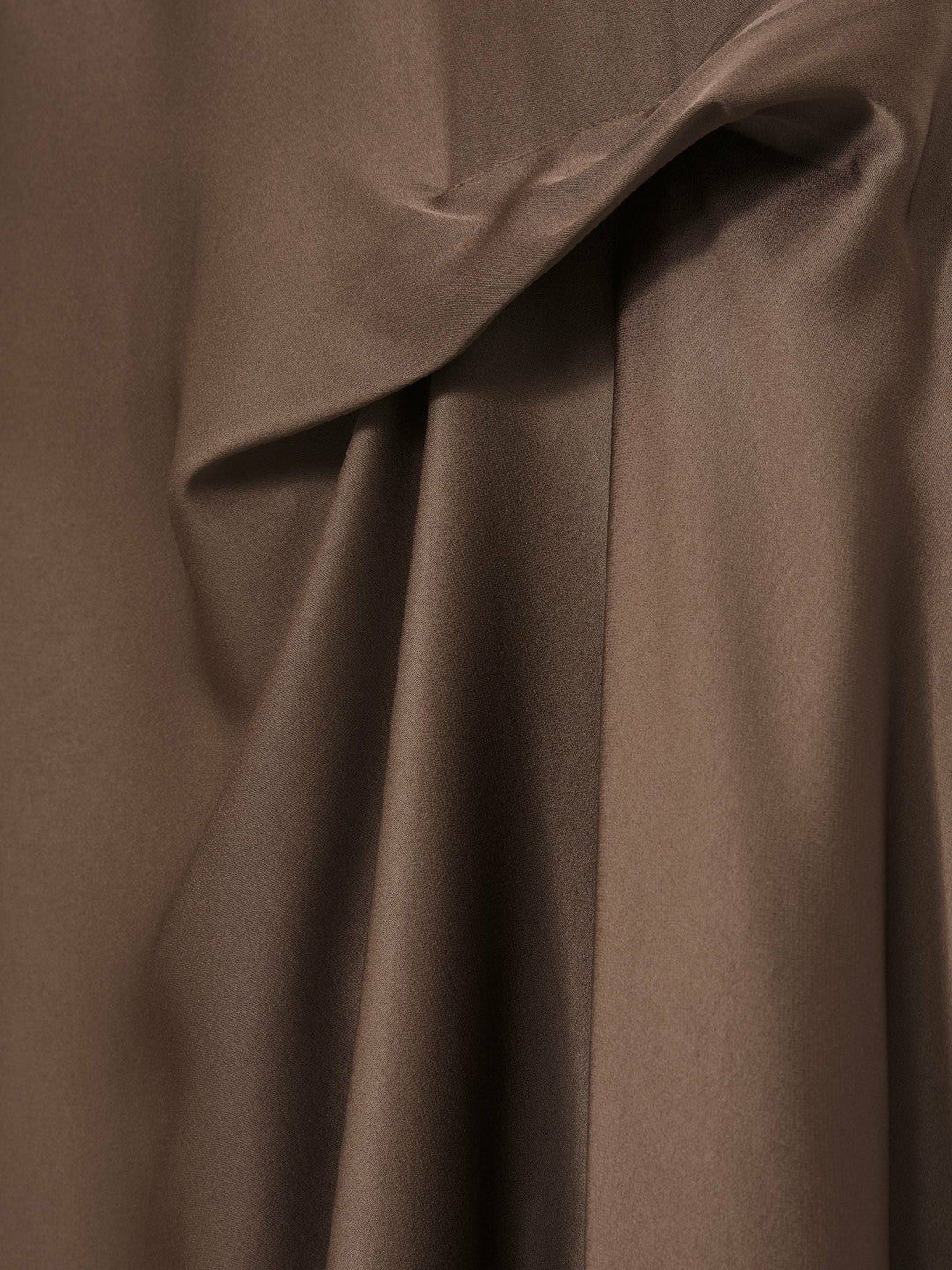 Satin Tuck-Detail Cape Midi Dress Taupe Brown | Womens