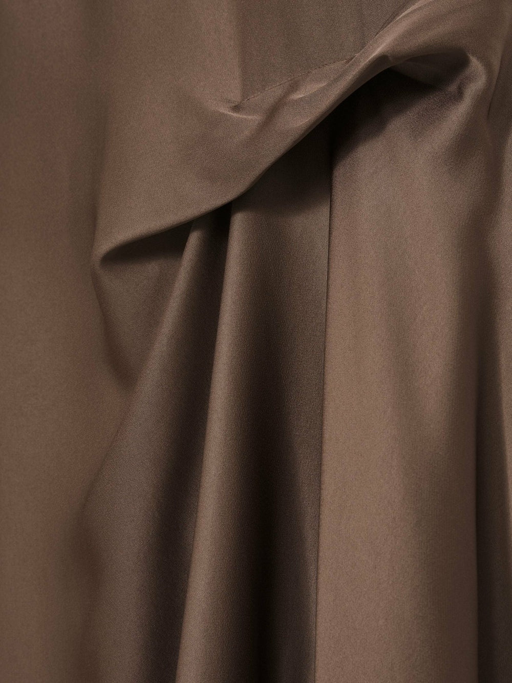Satin Tuck-Detail Cape Midi Dress Taupe Brown | Womens