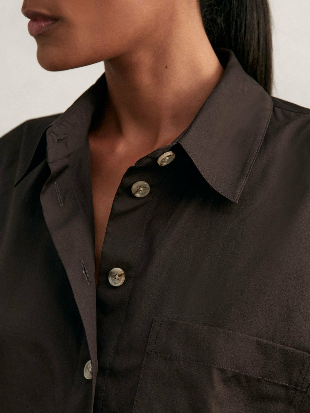 Oversize Cotton Cropped Shirt Chocolate Brown | Womens