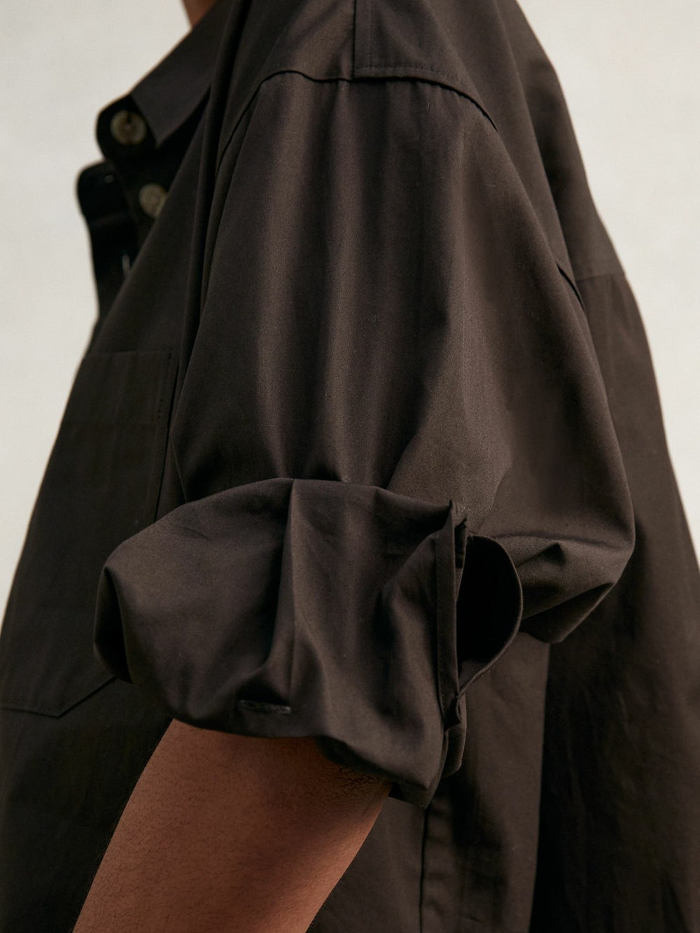 Oversize Cotton Cropped Shirt Chocolate Brown | Womens