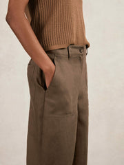 Linen Wide Leg Trousers Chocolate Brown | Womens