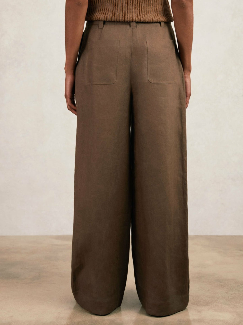 Linen Wide Leg Trousers Chocolate Brown | Womens