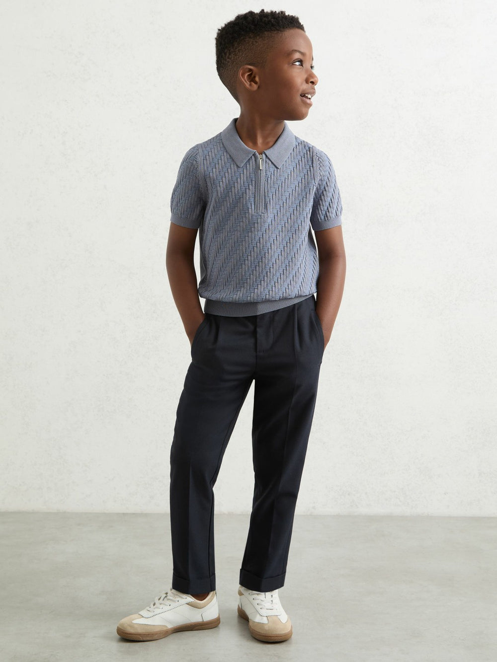 9-13 yrs Relaxed-Fit Pleated Tapered Trousers Navy | Children