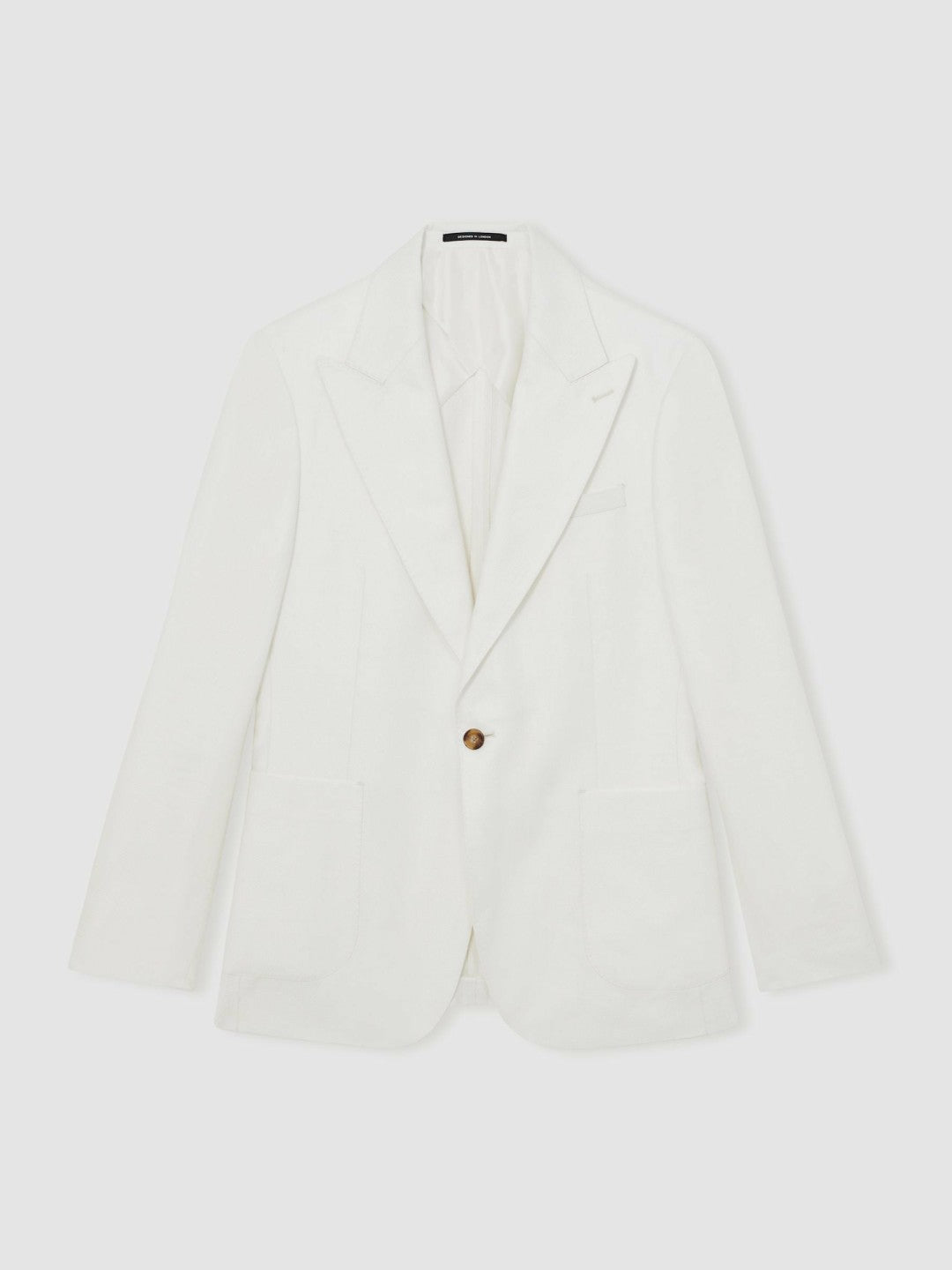 Slim Fit Lyocell Linen Single Breasted Suit Blazer White | Mens