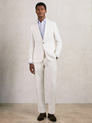 Slim Fit Lyocell Linen Single Breasted Suit Blazer White | Mens