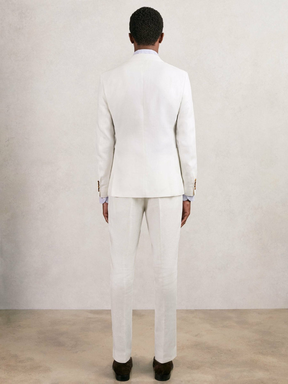 Slim Fit Lyocell Linen Single Breasted Suit Blazer White | Mens