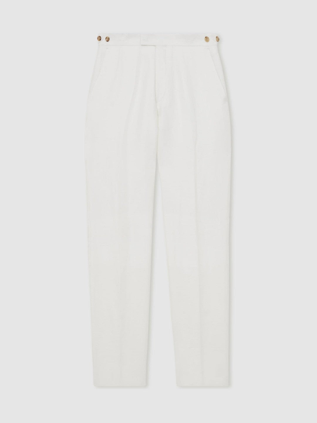 Slim Fit Lyocell Linen Suit Trousers White | Mens