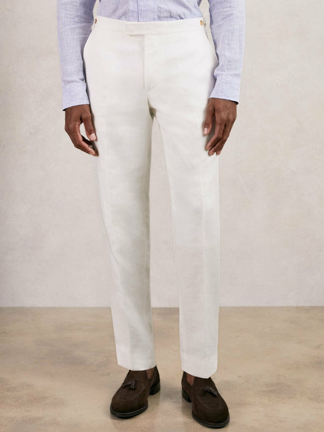 Slim Fit Lyocell Linen Suit Trousers White | Mens