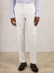Slim Fit Lyocell Linen Suit Trousers White | Mens