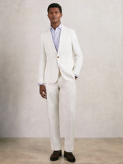 Slim Fit Lyocell Linen Suit Trousers White | Mens