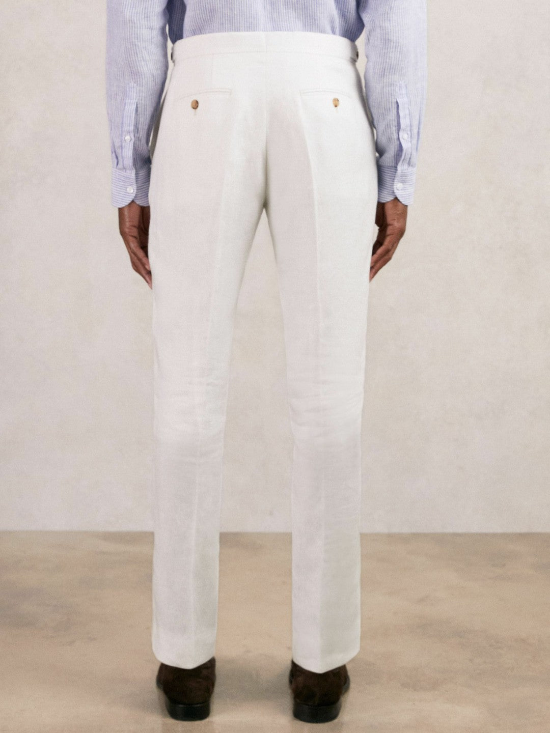 Slim Fit Lyocell Linen Suit Trousers White | Mens