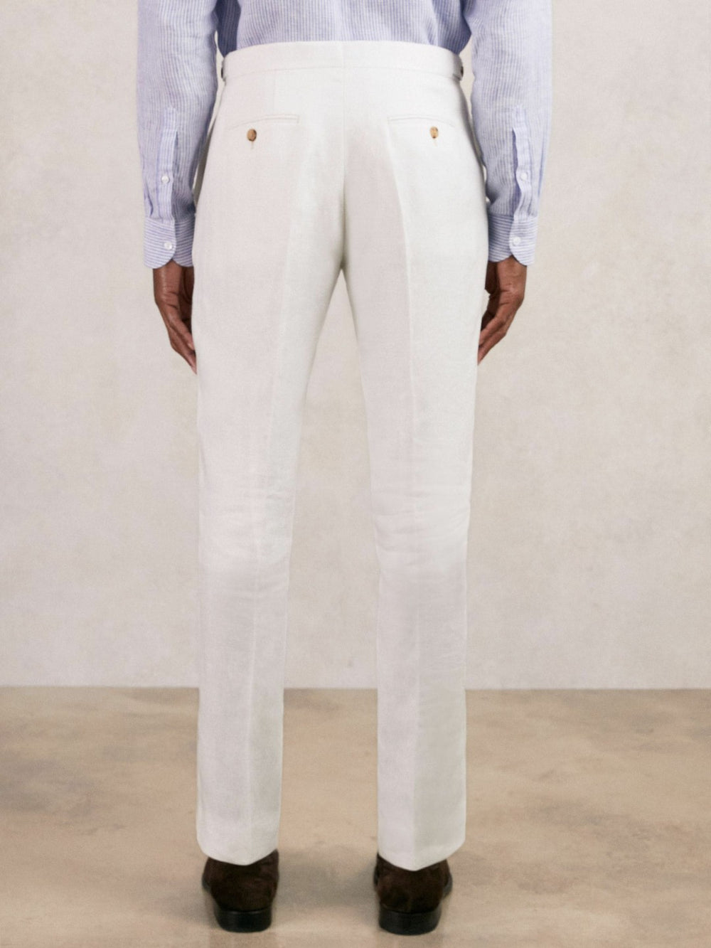 Slim Fit Lyocell Linen Suit Trousers White | Mens