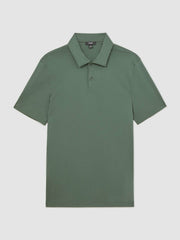 Cotton Short-Sleeve Polo Shirt Kale Green | Mens