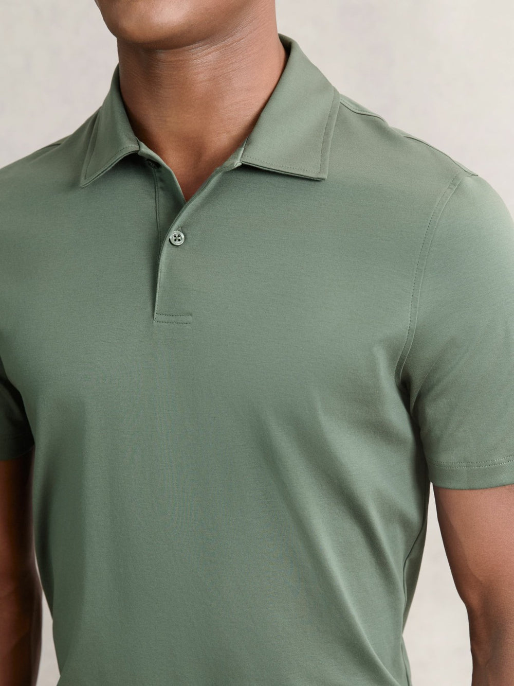 Cotton Short-Sleeve Polo Shirt Kale Green | Mens