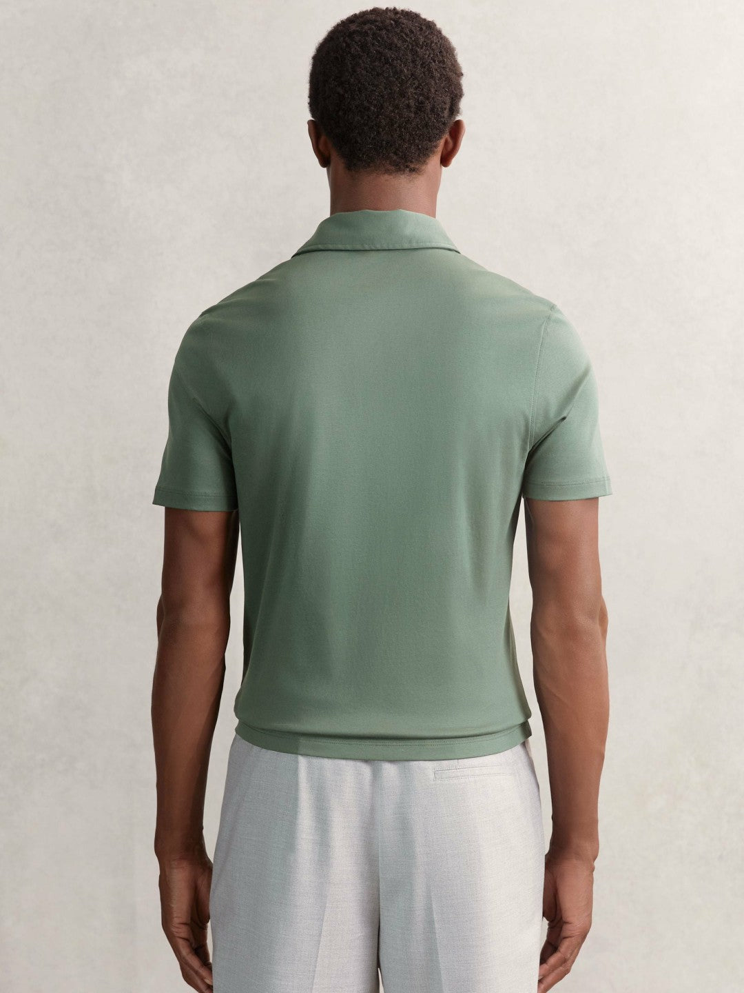 Cotton Short-Sleeve Polo Shirt Kale Green | Mens