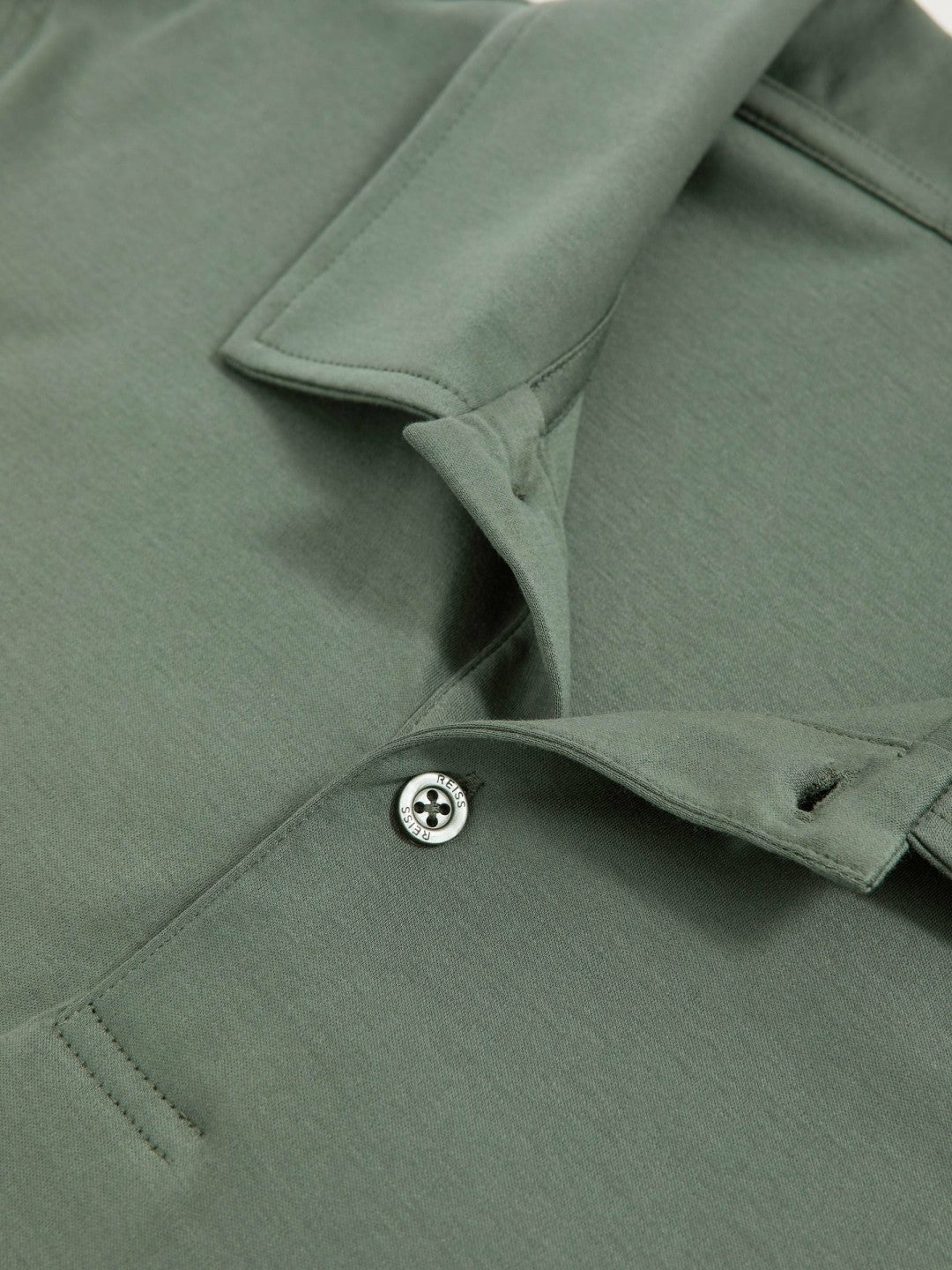 Cotton Short-Sleeve Polo Shirt Kale Green | Mens