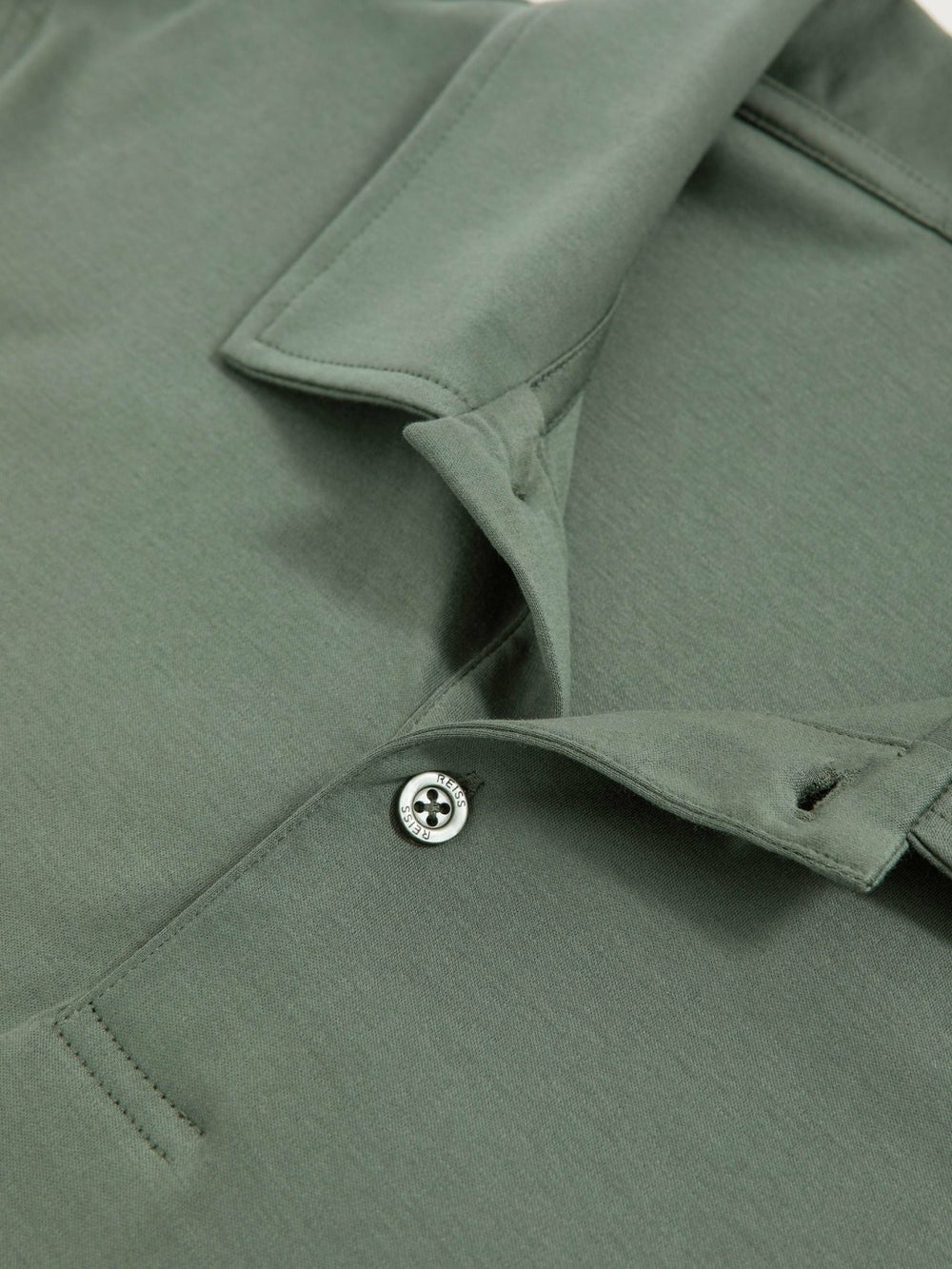 Cotton Short-Sleeve Polo Shirt Kale Green | Mens