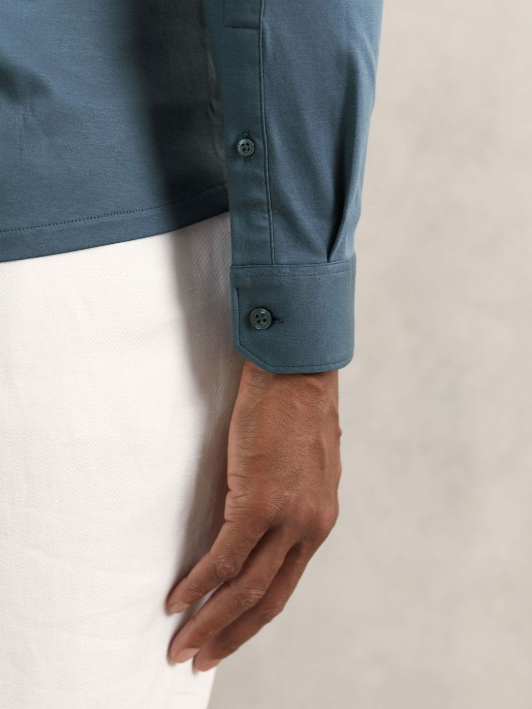 Cotton-Jersey Button-Through Shirt Airforce Blue | Mens