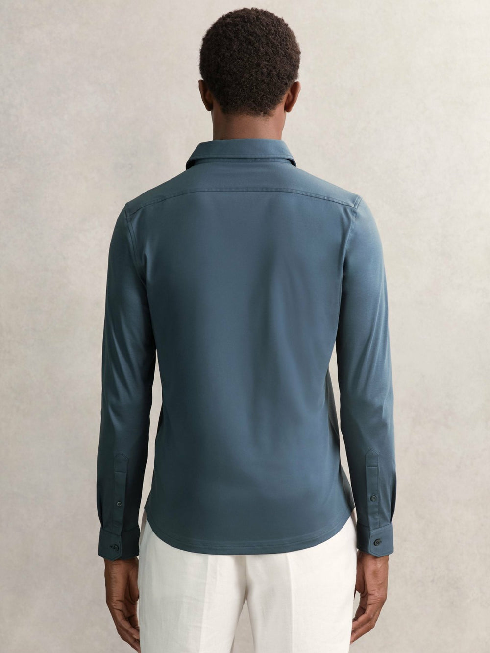 Cotton-Jersey Button-Through Shirt Airforce Blue | Mens