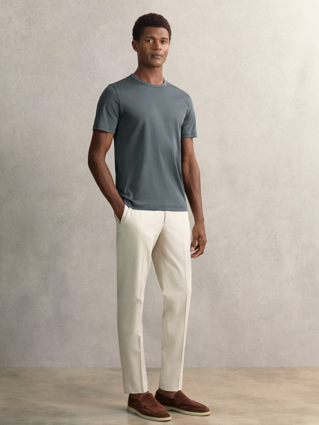 Airwater-Cotton Crew-Neck T-Shirt Airforce Blue | Mens