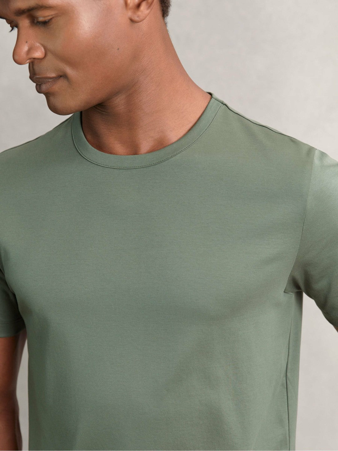Airwater-Cotton Crew-Neck T-Shirt Kale Green | Mens