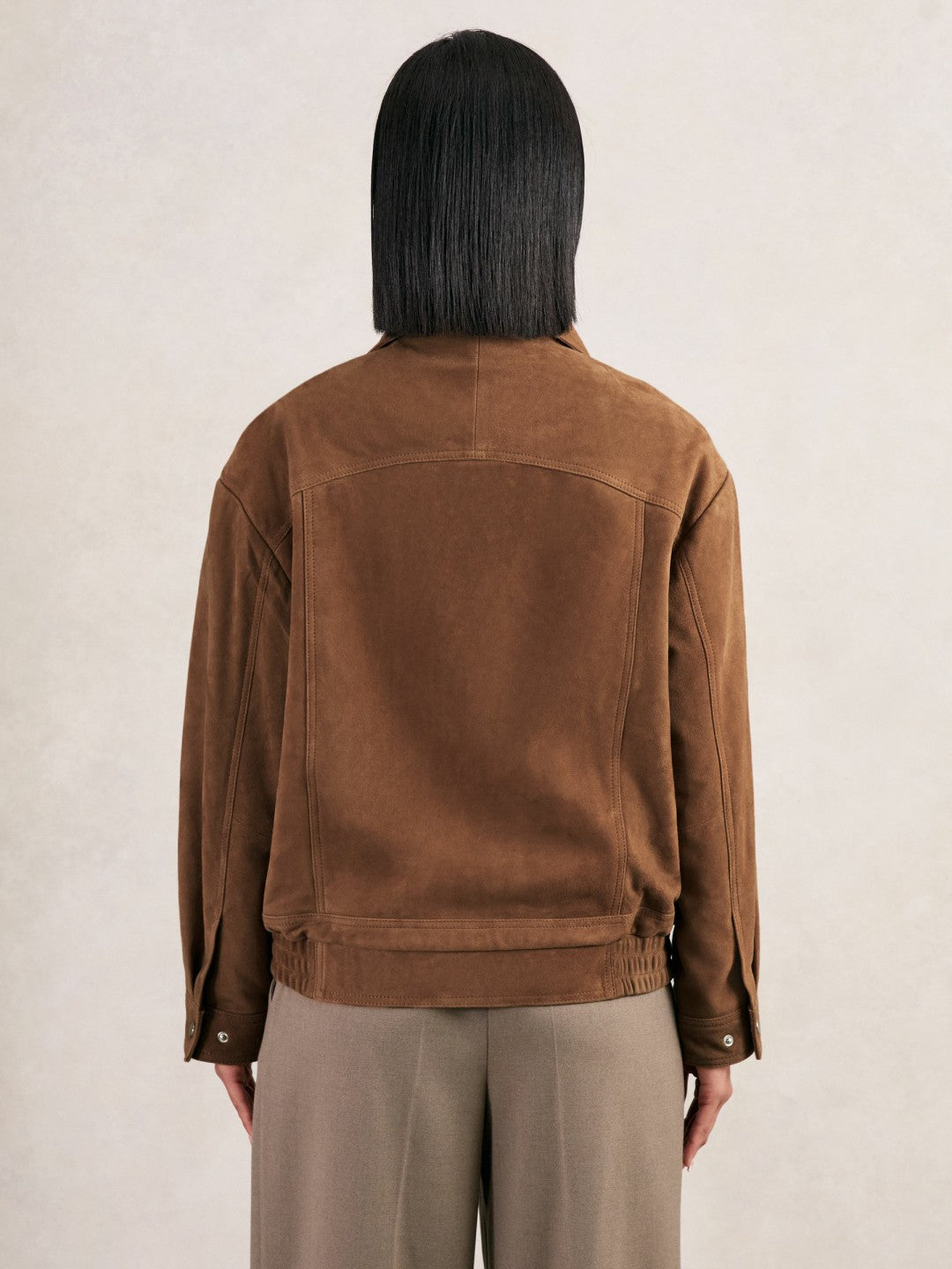 Suede Funnel-Neck Bomber Jacket Tan | Womens