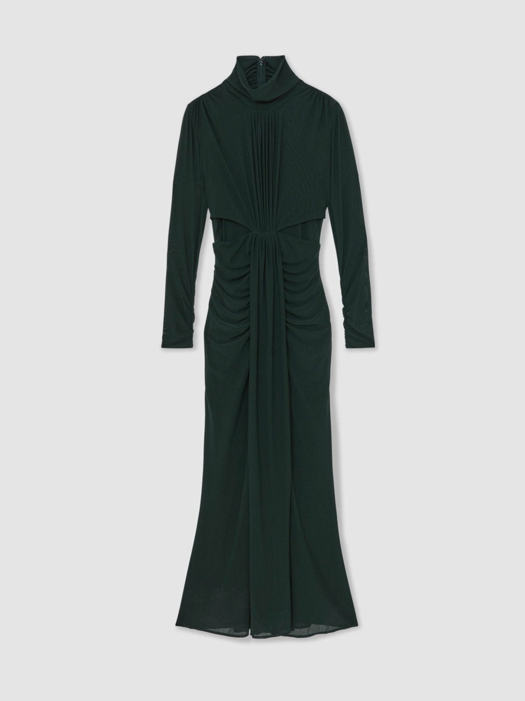 Petite Ruched Long-Sleeve Maxi Dress Dark Green | Womens