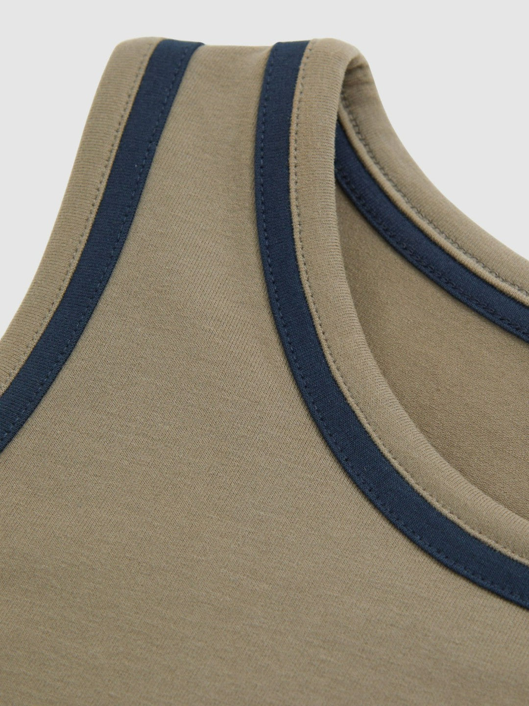 Stretch-Cotton Jersey Tipped Vest Khaki Green/Navy | Womens