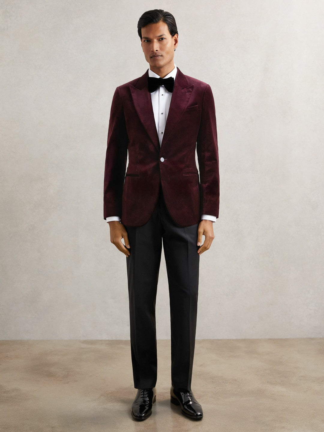 Single-Breasted Velvet Blazer Regular-Fit Bordeaux | Mens