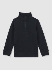 3-9 yrs Textured Half-Zip Sweatshirt with Cotton Navy | Children