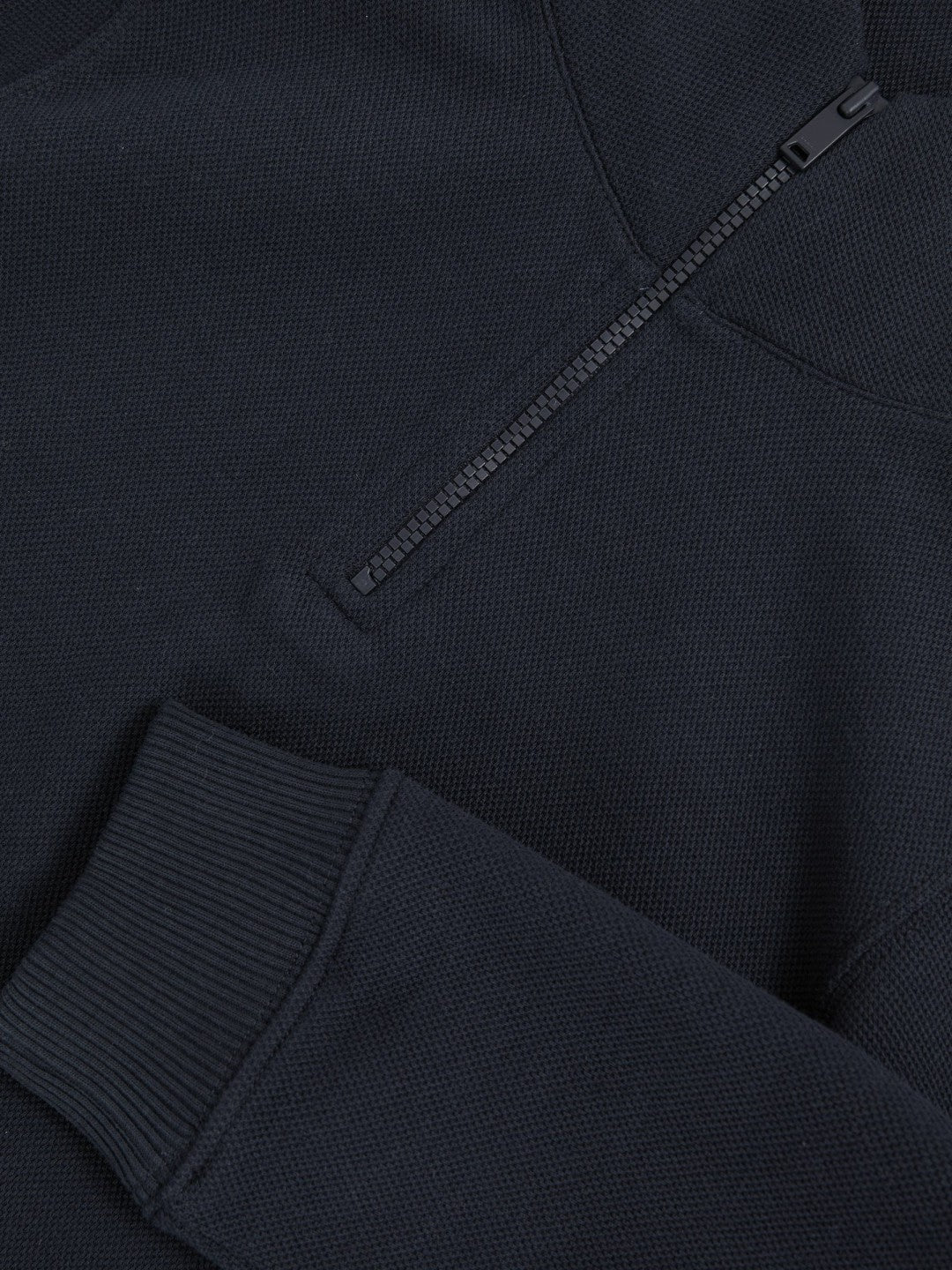 3-9 yrs Textured Half-Zip Sweatshirt with Cotton Navy | Children