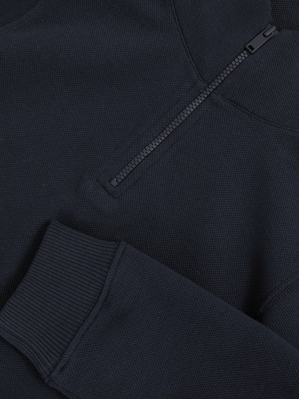 9-13 yrs Textured Half-Zip Sweatshirt with Cotton Navy | Children