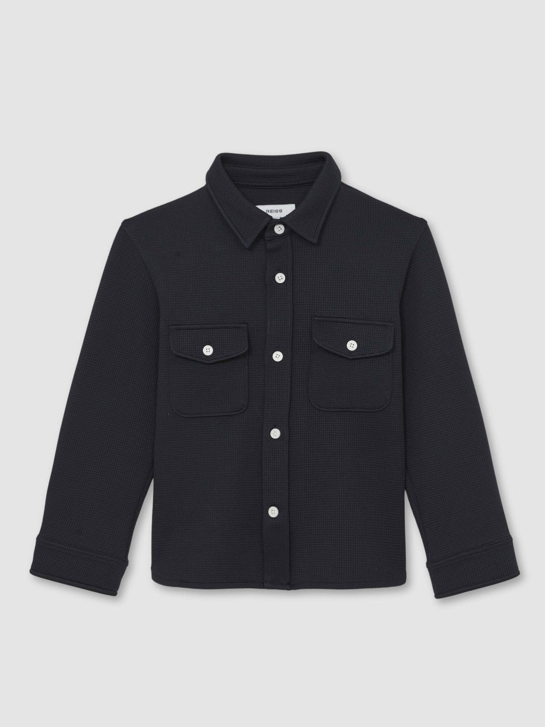 3-9 yrs Waffle-Textured Twin-Pocket Overshirt Navy | Children